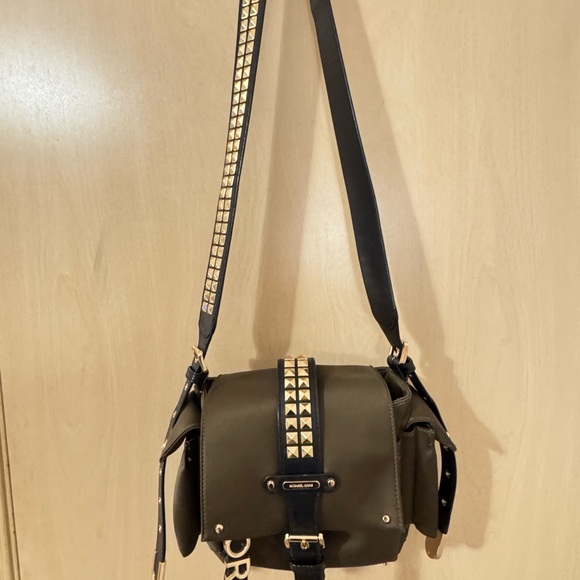 Michael Kors Olive Green Studded Crossbody Bag - Picture 3 of 7